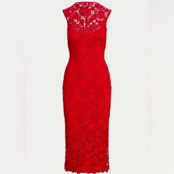 Ralph Lauren Collection Purple Label Embroidered Lace Crochet Red Midi Dress 2 - Picture 2 of 14